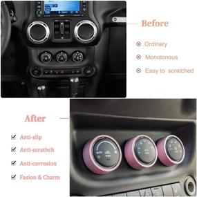 img 1 attached to Pink Audio Air Conditioning Button Cover Decoration Twist Switch Ring Trim FIts For 2011-2018 Jeep Wrangler JK JKU Patriot