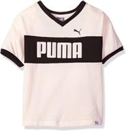 puma girls' drop shoulder v-neck tee: a stylish and comfortable choice for girls logo