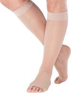 usa-made sheer compression socks, size large, 15-20 mmhg, open toe - lightweight knee high support for women логотип