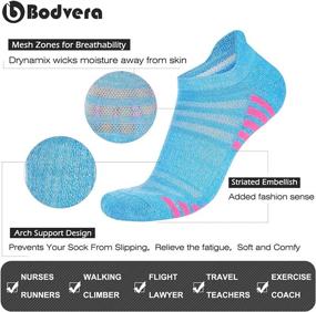 img 2 attached to 🏃 Bodvera Women's Performance Ankle Running Socks - Cushioned, Breathable, Low Cut Sports Tab Socks (Pack of 6)