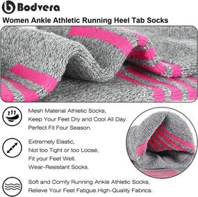 img 1 attached to 🏃 Bodvera Women's Performance Ankle Running Socks - Cushioned, Breathable, Low Cut Sports Tab Socks (Pack of 6)