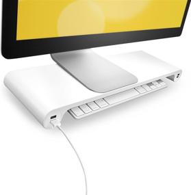 img 3 attached to 🪐 Quirky Spacebar POP Monitor Stand and 6-Port USB Hub - Streamline Your Desk Setup with Style (White)