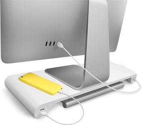 img 2 attached to 🪐 Quirky Spacebar POP Monitor Stand and 6-Port USB Hub - Streamline Your Desk Setup with Style (White)