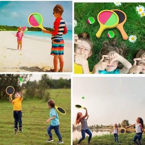 img 1 attached to 🏀 Yehtta Outdoor Toys for Boys: Toss & Catch Game Racket Set for Tennis, Baseball, Sand, Beach - Perfect Birthday & Easter Gifts!