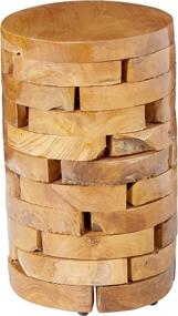 img 4 attached to 🪵 Solid Teak Wood Stonehenge Artisan Accent Table by Bare Decor