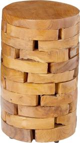 img 2 attached to 🪵 Solid Teak Wood Stonehenge Artisan Accent Table by Bare Decor