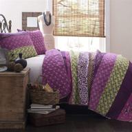 luxurious lush decor royal empire quilt: reversible 3 piece bedding set in plum for full/queen beds logo