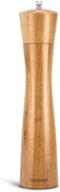 🌶️ carrodiar 10-inch wood manual pepper grinder - acacia wood color | wooden pepper mill shaker with precision mechanism for adjustable coarseness, fine to coarse spice grinder logo