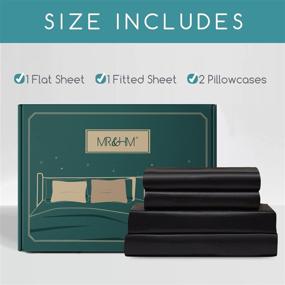 img 3 attached to 🛏️ Satin Bed Sheets: MR&HM Queen Size Set in Silky Black | 4 Pcs Bedding Set with 15" Deep Pocket