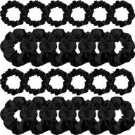 24-piece black satin hair scrunchies: silky elastic hair bands for women and girls - skinny solid hair ties, ropes, and ponytail holders - stylish hair accessories and decorations, 2 sizes logo