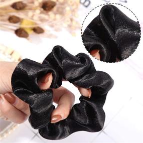 img 1 attached to 24-Piece Black Satin Hair Scrunchies: Silky Elastic Hair Bands for Women and Girls - Skinny Solid Hair Ties, Ropes, and Ponytail Holders - Stylish Hair Accessories and Decorations, 2 Sizes