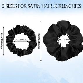 img 3 attached to 24-Piece Black Satin Hair Scrunchies: Silky Elastic Hair Bands for Women and Girls - Skinny Solid Hair Ties, Ropes, and Ponytail Holders - Stylish Hair Accessories and Decorations, 2 Sizes