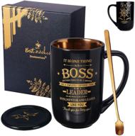 ☕ boss coffee mug - top birthday gifts for boss - hilarious birthday gift ideas for boss: men, dad, uncle - premium farewell gift for boss: large porcelain tea mug 18 oz black logo