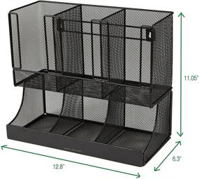 img 2 attached to Streamline Your Breakroom with the Mind Reader 6 Compartment Upright Coffee Condiment and Cup Storage Organizer, Black Metal Mesh