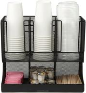 streamline your breakroom with the mind reader 6 compartment upright coffee condiment and cup storage organizer, black metal mesh логотип