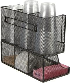 img 1 attached to Streamline Your Breakroom with the Mind Reader 6 Compartment Upright Coffee Condiment and Cup Storage Organizer, Black Metal Mesh