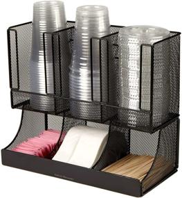 img 3 attached to Streamline Your Breakroom with the Mind Reader 6 Compartment Upright Coffee Condiment and Cup Storage Organizer, Black Metal Mesh