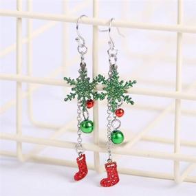 img 3 attached to 🎄 Christmas Tree Snowflake Stocking Earrings: Festive Dangle Jewelry for Women and Teen Girls - Perfect Gift for BFFs!