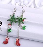 🎄 christmas tree snowflake stocking earrings: festive dangle jewelry for women and teen girls - perfect gift for bffs! logo