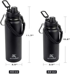 img 2 attached to Extremus Deluge 32 oz Black Stainless Steel Vacuum Insulated Sports Water Bottle, 100% Leak-Proof Travel Lid, Paracord Survival Handle