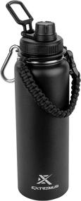 img 3 attached to Extremus Deluge 32 oz Black Stainless Steel Vacuum Insulated Sports Water Bottle, 100% Leak-Proof Travel Lid, Paracord Survival Handle