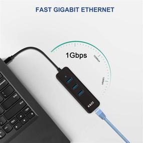 img 2 attached to 💻 USB C to Ethernet Hub - K&amp;ZZ USB Type-C to 3 USB 3.0 Ports with RJ45 Gigabit Ethernet - Ultra Slim USB Ethernet Converter for MacBook/Pro, XPS, New Mac Air/Surface and Multiple Type C Devices (Black)