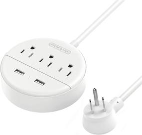 img 4 attached to 💡 Компактный белый удлинитель с плоской вилкой и портами USB и коротким 1,5-метровым удлинителем - Зарядная станция NTONPOWER настольная для ночного столика, офиса, путешествий и т. д.