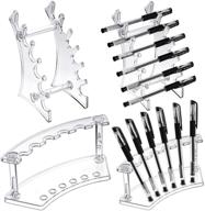 4-piece pen holder display stand - acrylic clear pen rack organizer for makeup brushes, 🖊️ pens, art brushes - 6-layer stand with nail brush holder stand - available in 2 designs логотип