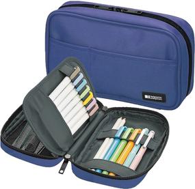 img 4 attached to 🔵 Blue LIHIT LAB Zipper Pen Case, 7.9 × 2 × 4.7 Inches - Enhance Your Organization