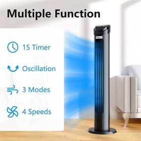 img 3 attached to 🌬️ ZJmikia Tower Fan: 90° Oscillating Cooling Floor Fan with Remote, 4 Speeds, 15H Timer, LED Display - Bladeless Standing Fan for Bedroom, Home Office (39inch)