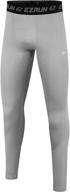 🏃 optimized for seo: ezrun youth boys' leggings - thermal compression tights with fleece lining for sports & soccer logo