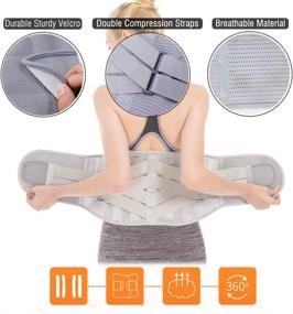 img 2 attached to 🔴 Premium Lower Back Braces: All-Day Pain Relief for Men & Women - Adjustable Lumbar Support Waist Belt - Combat Herniated Disc, Sciatica, Scoliosis - Breathable Mesh, Stylish Gray Design (M)