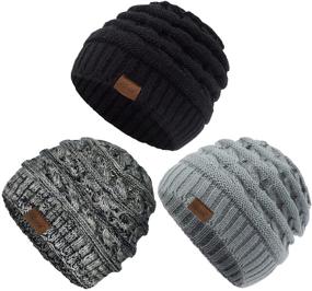 img 4 attached to 🧒 ViGrace Winter Fleece Kids Beanie - Boys' Cold Weather Accessories