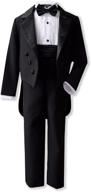 gino giovanni boy's black formal tuxedo suit set with tail: sleek and sophisticated style for special occasions logo