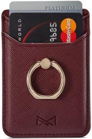 img 1 attached to Premium PU Leather Phone Card Holder Stick On Wallet With Ring Kickstand For IPhone And Android Smartphones (Wine Red)