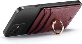 img 2 attached to Premium PU Leather Phone Card Holder Stick On Wallet With Ring Kickstand For IPhone And Android Smartphones (Wine Red)