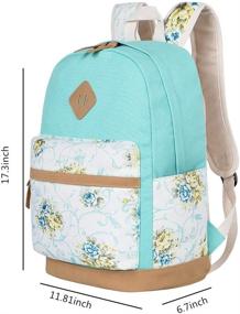 img 2 attached to BLUBOON Teen Backpack Set for Girls - Canvas Laptop Backpack, Lunch Bag, Pencil Purse (Mint Green)