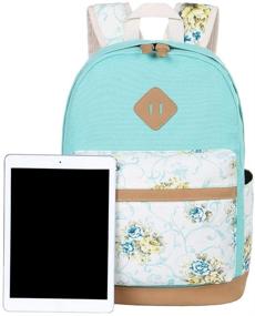 img 1 attached to BLUBOON Teen Backpack Set for Girls - Canvas Laptop Backpack, Lunch Bag, Pencil Purse (Mint Green)