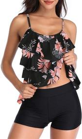 img 4 attached to Yonique Flounce Swimsuit Tankini Printed Women's Clothing