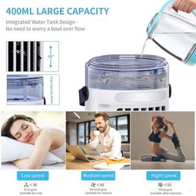 img 1 attached to 🌬️ Portable Air Conditioner Fan with Colorful LED Light - Small Desk Table Cooling Fan, 3 Speed, Type C for Home Office Room Camping