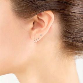 img 3 attached to 💎 Stylish Sterling Silver 4 Pair Set: 10mm Endless Hoops & 3mm Round CZ Earrings