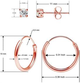 img 1 attached to 💎 Stylish Sterling Silver 4 Pair Set: 10mm Endless Hoops & 3mm Round CZ Earrings