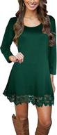 👗 chic and trendy: afibi womens long sleeve a line lace stitching trim casual dress logo