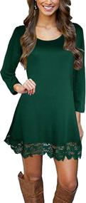 img 3 attached to 👗 Chic and Trendy: Afibi Womens Long Sleeve A Line Lace Stitching Trim Casual Dress