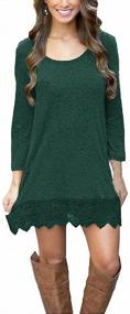 img 2 attached to 👗 Chic and Trendy: Afibi Womens Long Sleeve A Line Lace Stitching Trim Casual Dress