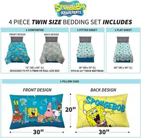 img 1 attached to 🌊 Franco Kids Bedding - Super Soft Spongebob Comforter and Sheet Set, 4 Piece, Twin Size