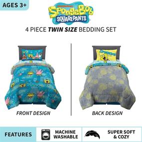 img 2 attached to 🌊 Franco Kids Bedding - Super Soft Spongebob Comforter and Sheet Set, 4 Piece, Twin Size