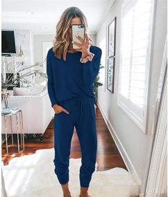 img 3 attached to Stylish and Cozy: PRETTYGARDEN Women's Solid Color Two Piece Sweatsuits - Long Sleeve Pullover Tops and Long Pants
