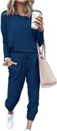 stylish and cozy: prettygarden women's solid color two piece sweatsuits - long sleeve pullover tops and long pants logo
