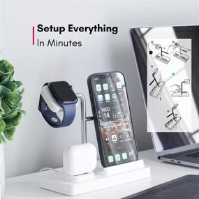 img 1 attached to 🔌 Macally AirPod iPhone Apple Watch Charging Dock - Организуйте свои устройства - Совместим с iPhone, iWatch, AirPod Series - Используйте только оригинальные кабели - 3-в-1 iPhone Charging Stand (белый)